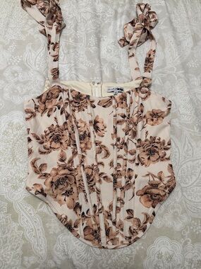 Fashion Nova Cream Floral Corset